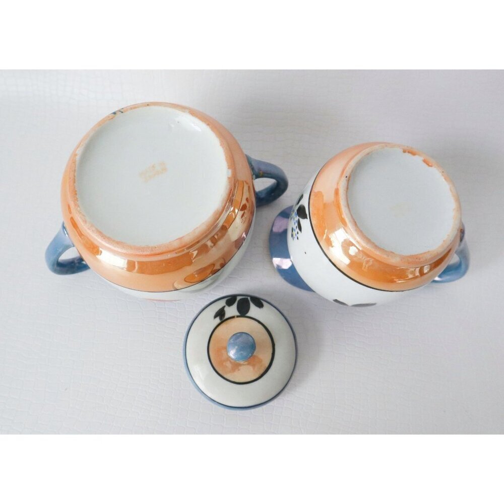 Vintage Luster Ware Teapot Creamer & Sugar With Lid Lusterware - Picture 5 of 8